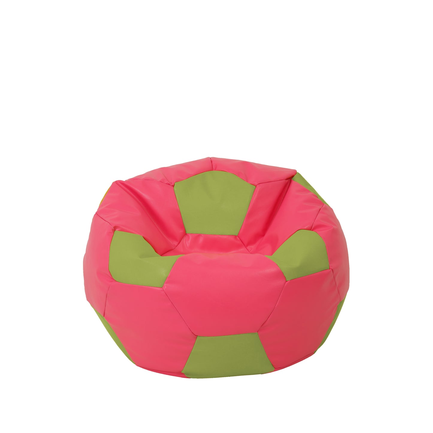Fotoliu puf Baby Ball - imitatie piele - roz/verde