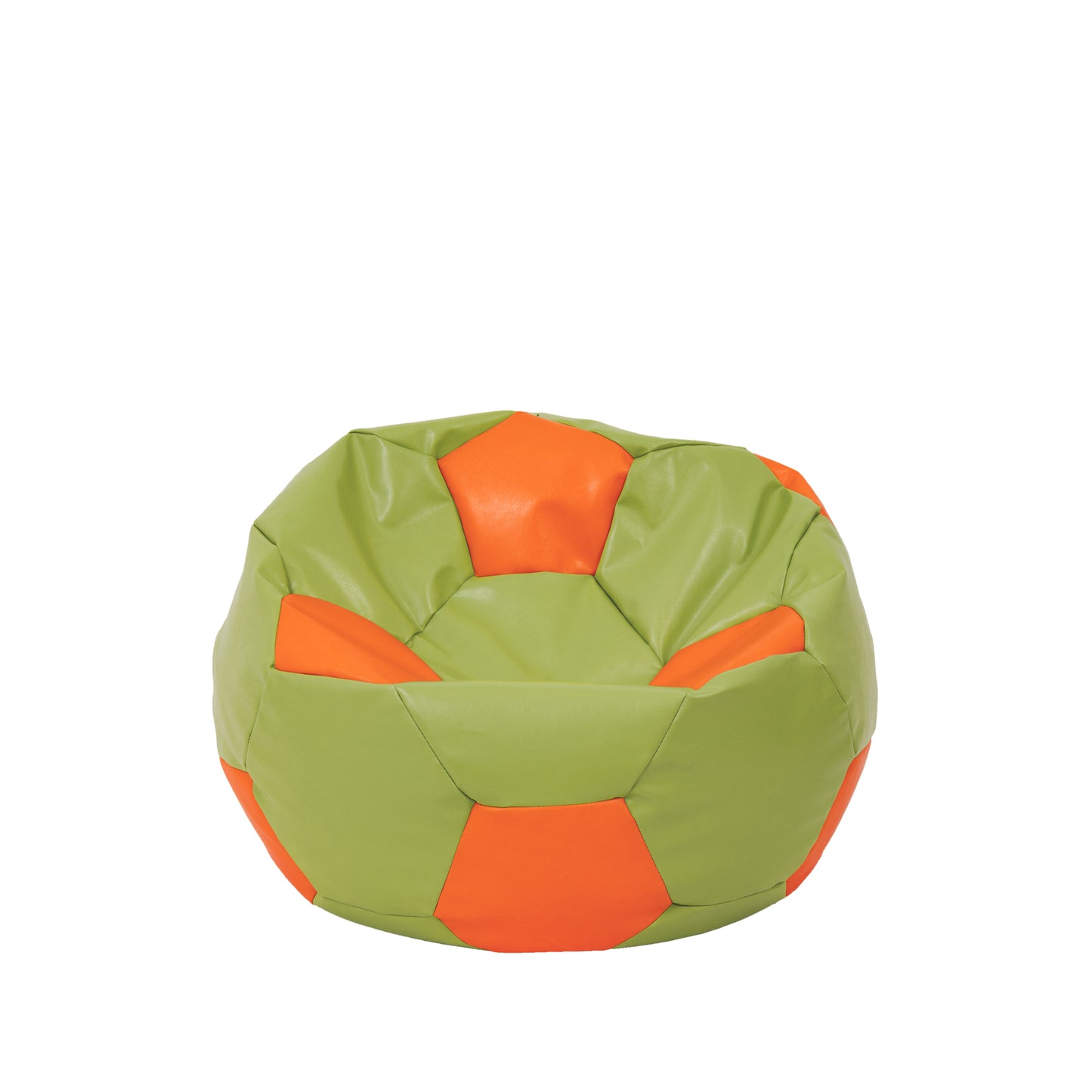 Fotoliu puf Baby Ball - imitatie piele - verde/portocaliu