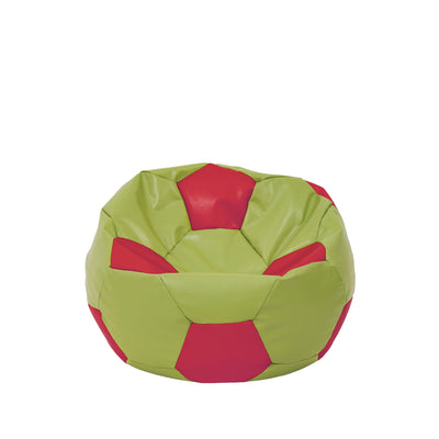 Fotoliu puf Baby Ball - imitatie piele - verde/rosu