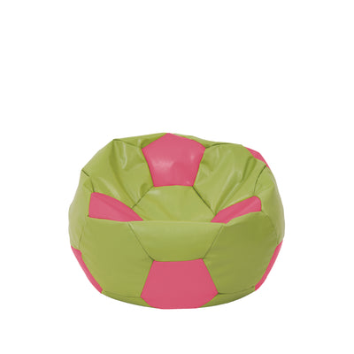 Fotoliu puf Baby Ball - imitatie piele - verde/roz