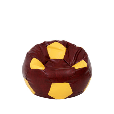 Fotoliu puf Baby Ball - imitatie piele - bordo/galben