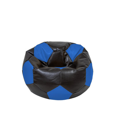 Fotoliu puf Baby Ball - imitatie piele - wenge/albastru