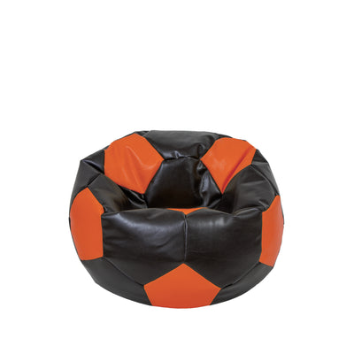 Fotoliu puf Baby Ball - imitatie piele - wenge/portocaliu