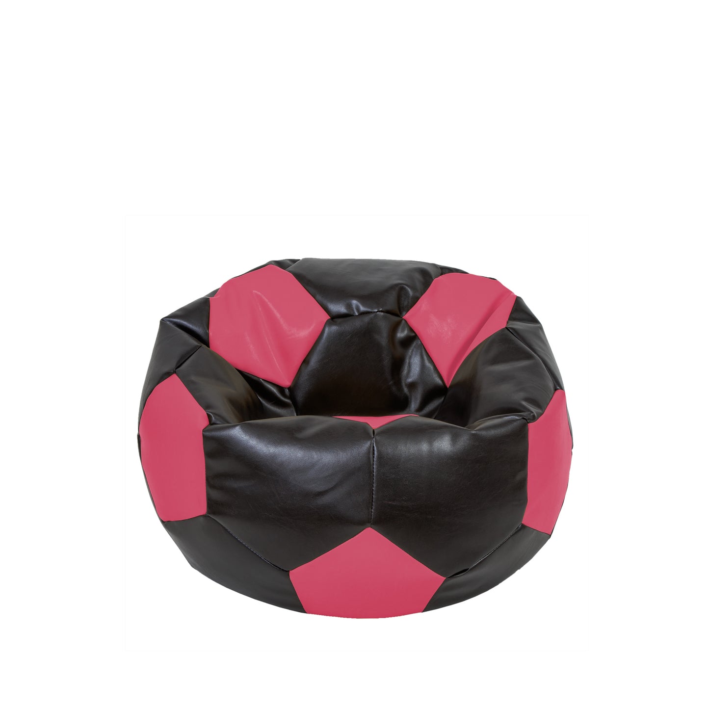 Fotoliu puf Baby Ball - imitatie piele - wenge/roz