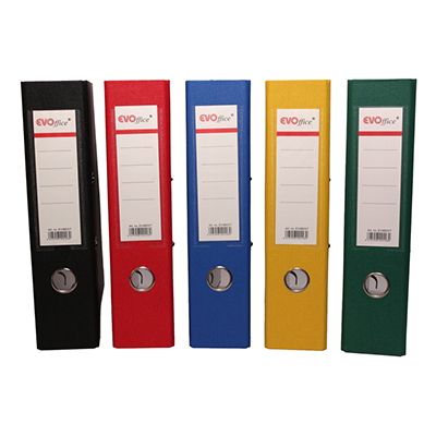 Biblioraft carton plastifiat cu margine metalica, buzunar plastic, A4, 5 cm EVOffice - alb