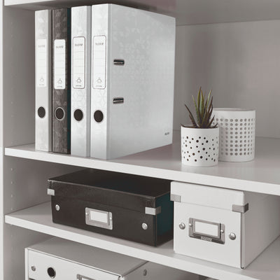 BIBLIORAFT PLASTIFIAT 5.2 CM ALB METALIZAT WOW LEITZ