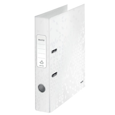 BIBLIORAFT PLASTIFIAT 5.2 CM ALB METALIZAT WOW LEITZ