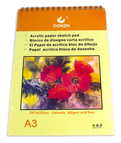 Bloc desen A3 schite/acril, 12 file, 300 gr EVOffice