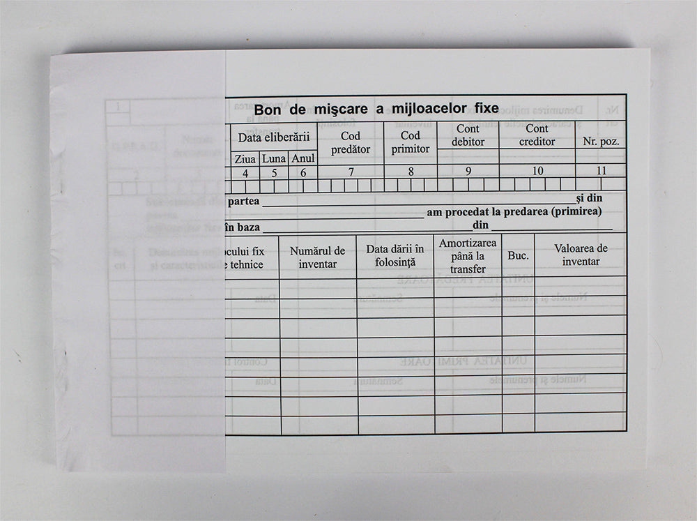 Bon de miscare a mijloacelor fixe A5 FV