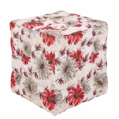Taburet Bump - stofa floral rosu