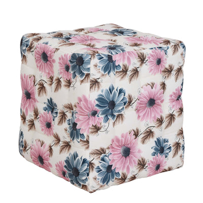 Taburet Bump - stofa floral turcoaz