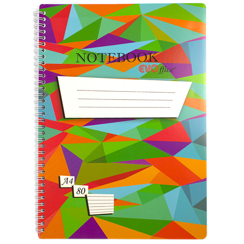 Caiet A4 cu spira metalica, 4 perforatii pentru indosariere,80 file dictando EVOffice