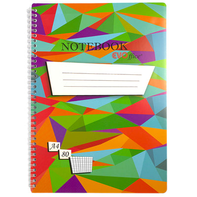 Caiet A4 cu spira metalica, 4 perforatii pentru indosariere,80 file matematica EVOffice