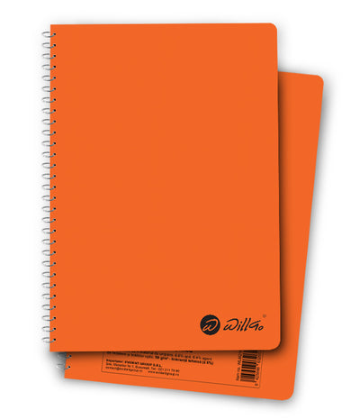 Caiet A4 cu spira plastic, microperforatii si coperti din plastic, 120 file velin Willgo