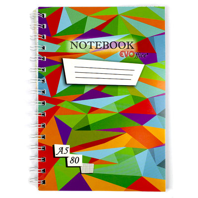 Caiet A5 cu spira metalica, 80 file matematica EVOffice