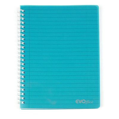 Caiet A5 cu spira metalica, microperforatii si coperti plastic, 100 file dictando EVOffice