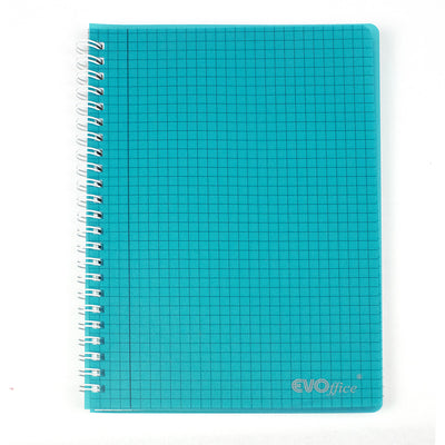 Caiet A5 cu spira metalica, microperforatii si coperti plastic, 100 file matematica EVOffice