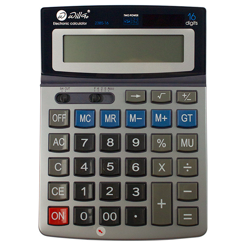 Calculator 16 dgt , 14.3*19.5 cm, front metalic si ecran rabatabil Willgo