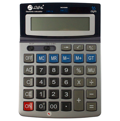 Calculator 16 dgt , 14.3*19.5 cm, front metalic si ecran rabatabil Willgo