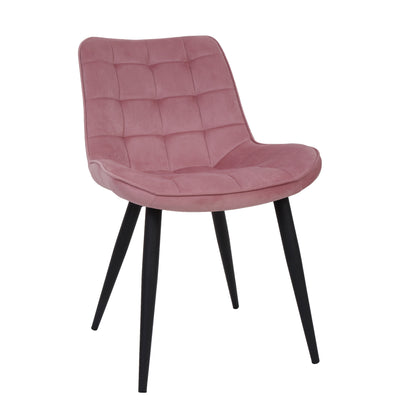 Scaun Carla - cadru negru - catifea roz