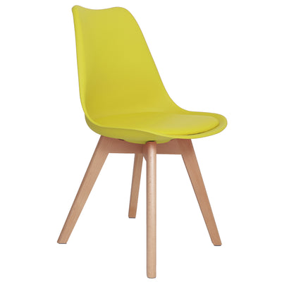 Scaun Celia - cadru lemn - imitatie piele galben