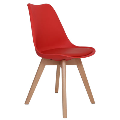 Scaun Celia - cadru lemn - imitatie piele rosu