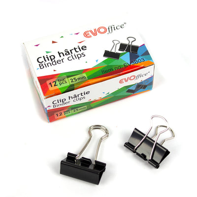 Clip hartie 25mm 12 buc/cutie EVOffice
