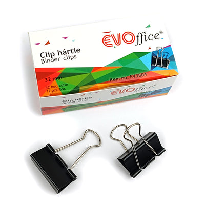 Clip hartie 32mm 12 buc/cutie EVOffice