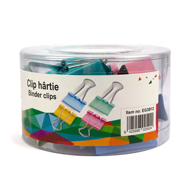 Clip hartie 51mm, 12 buc, culori asortate/cutie plastic EVOffice
