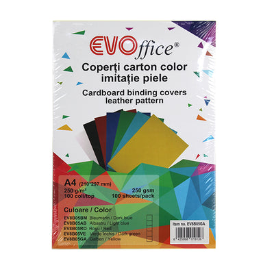 Coperti carton galben imitatie piele A4 250g/mp 100coli/top  EVOffice