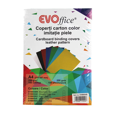Coperti carton albastru imitatie piele A4 250g/mp 100coli/top EVOffice
