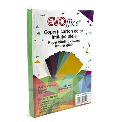 Coperti carton verde imitatie piele A4 250g/mp 100coli/top EVOffice