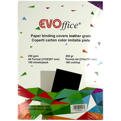 Coperti carton alb imitatie piele A4 250g/mp 100coli/top EVOffice