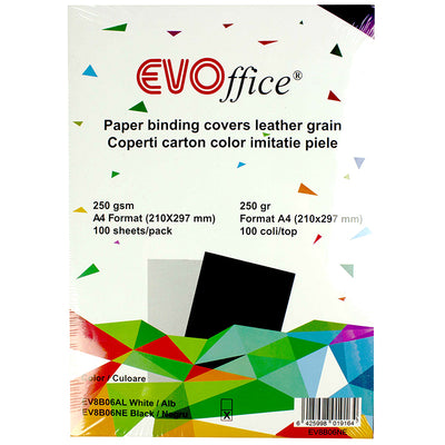 Coperti carton negru imitatie piele A4 250g/mp 100coli/top EVOffice