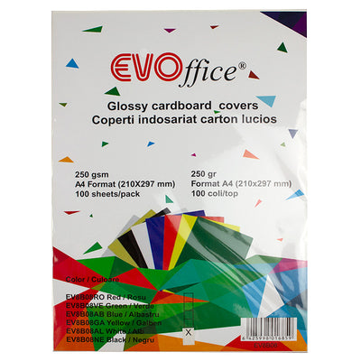 Coperti carton alb lucios A4, 250g/mp,100 coli/top EVOffice