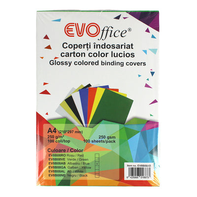 Coperti carton albastru lucios A4, 250g/mp,100 coli/top EVOffice