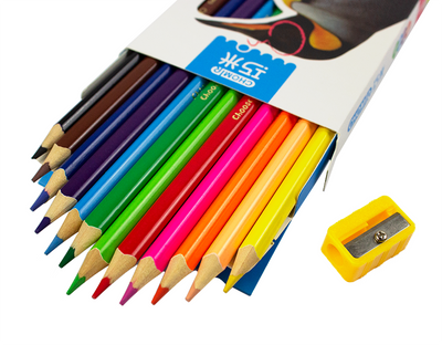 Creioane colorate mari 12 culori cu ascutitoare EVOffice