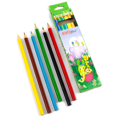 Creioane colorate mari 6 culori EVOffice