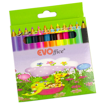 Creioane colorate mici 12 culori Evoffice