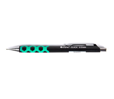 Creion mecanic 0.5mm, turcoaz, accesorii metalice, rubber grip si radiera incorporata Willgo