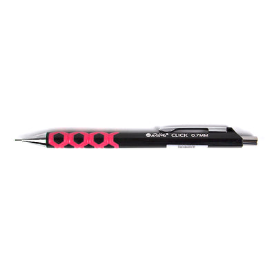 Creion mecanic 0.7mm, roz, accesorii metalice, rubber grip si radiera incorporata Willgo