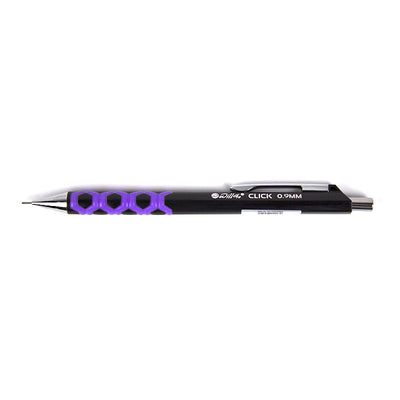 Creion mecanic 0.9mm, mov, accesorii metalice, rubber grip si radiera incorporata Willgo