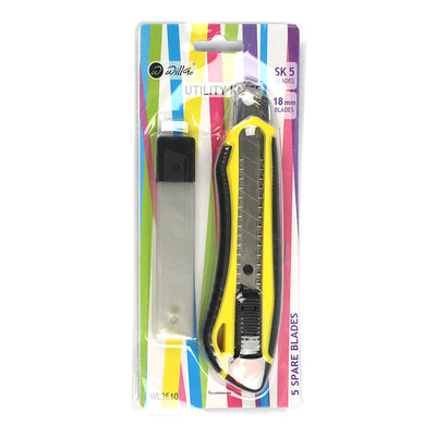 Set cutter 18 mm cu sina metalica, rubber grip, sistem autoblocare si 5 rezerve Willgo