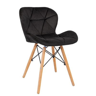 Scaun Eliza - cadru lemn - catifea neagra