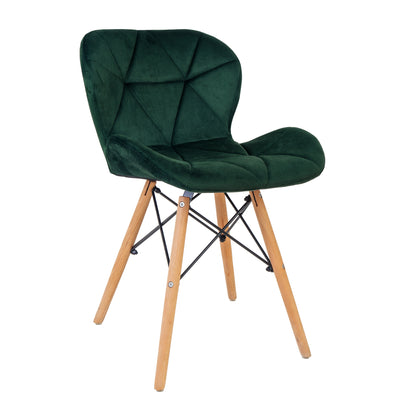 Scaun Eliza - cadru lemn - catifea verde