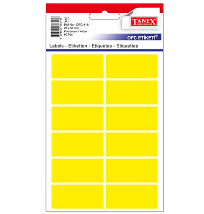 ETICHETE 23*50MM COLTURI ROTUNDE GALBENE 60/SET TANEX
