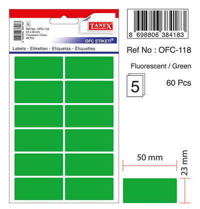 ETICHETE 23*50MM COLTURI ROTUNDE VERZI 60/SET TANEX