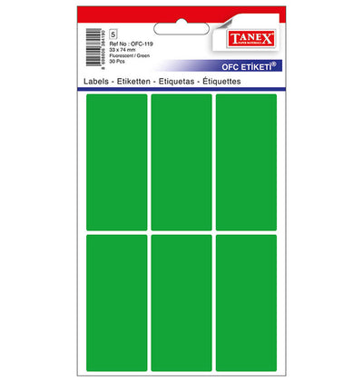 ETICHETE 33*74MM COLTURI ROTUNDE VERZI 30/SET TANEX