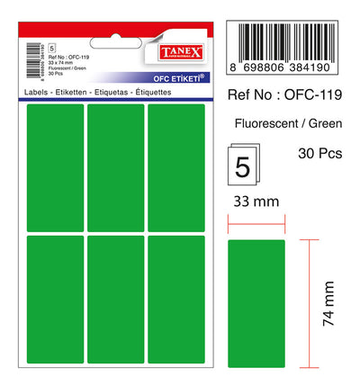 ETICHETE 33*74MM COLTURI ROTUNDE VERZI 30/SET TANEX