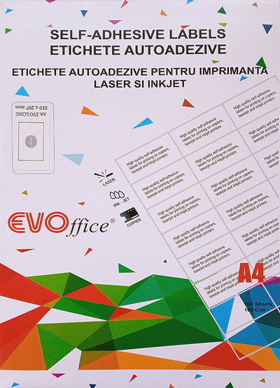 Etichete color galben autoadezive 1/A4 100 coli/cutie EVOffice